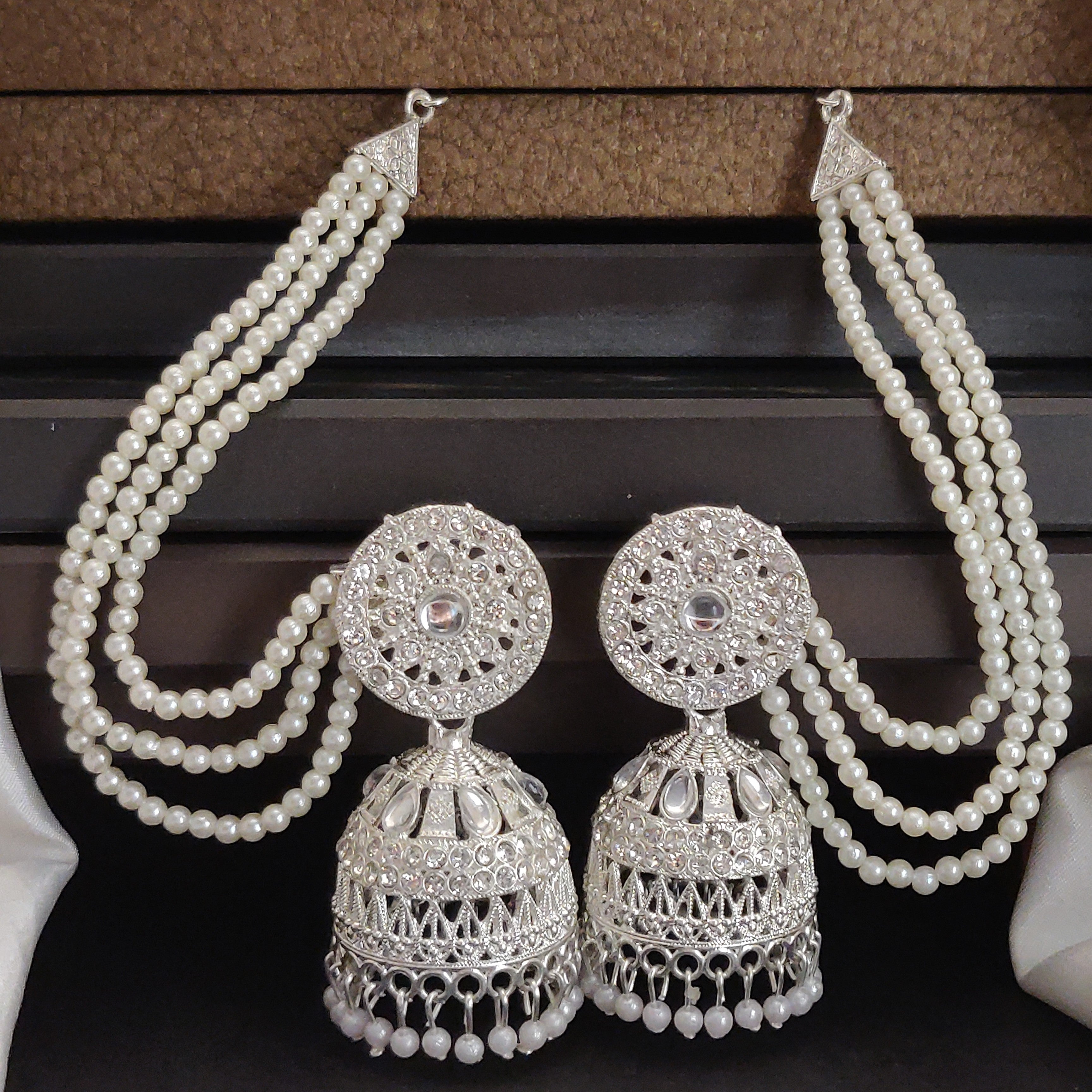 Dzire Silver Plated Traditional Stones  Earrings