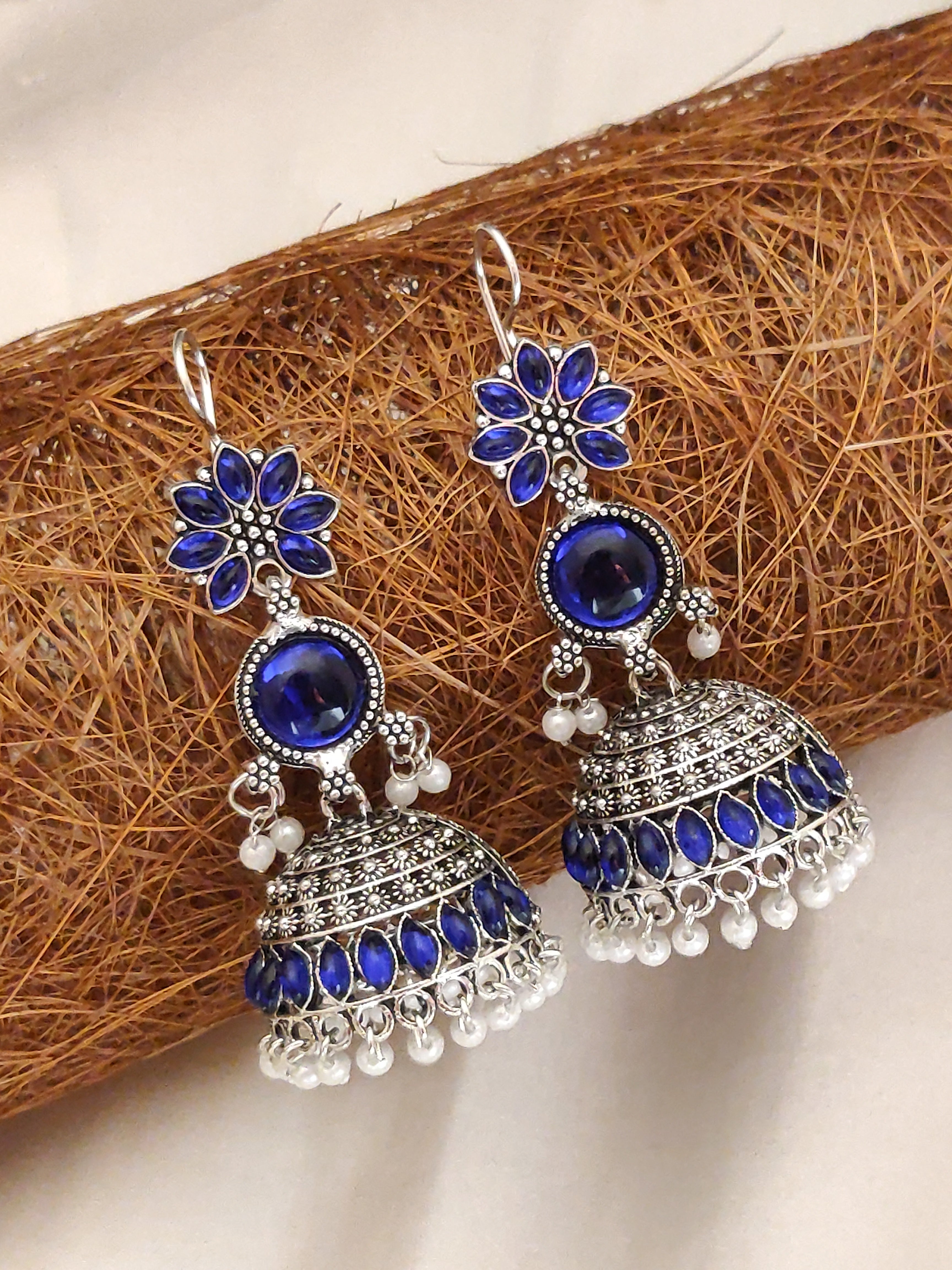 Trending Big Size Jhumka Afghani Style Earrings Long Earrings For Women Oxidized Jewelry For Girls German Silver Boho Jhumas Stylish Earring