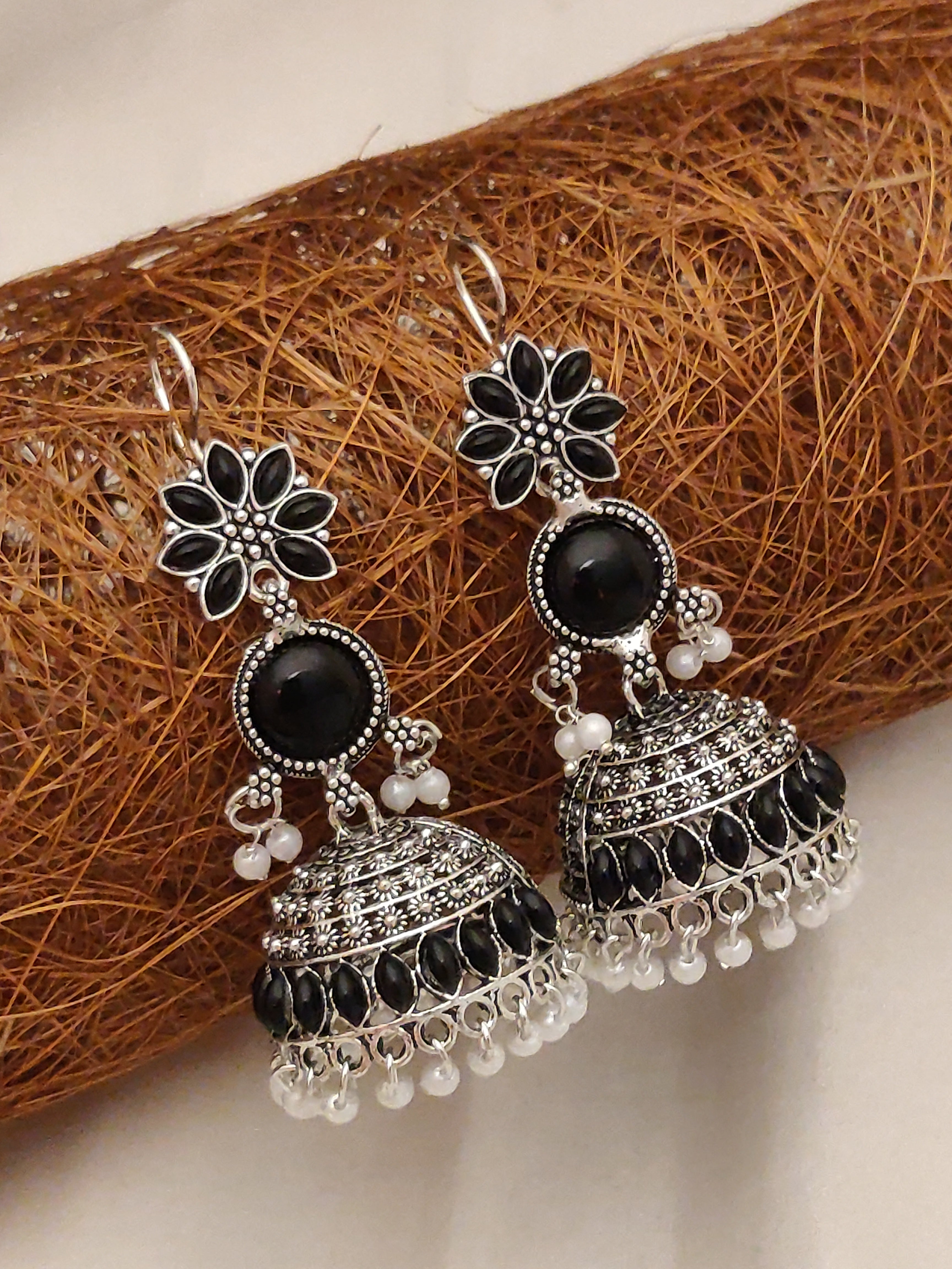Trending Big Size Jhumka Afghani Style Earrings Long Earrings For Women Oxidized Jewelry For Girls German Silver Boho Jhumas Stylish Earring