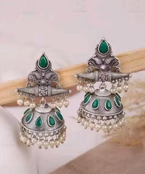 Earrings | Oxidized Silver Jhumki Set