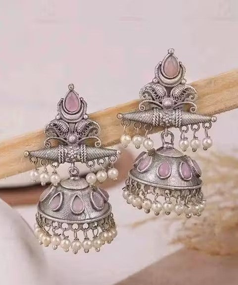 Earrings | Oxidized Silver Jhumki Set