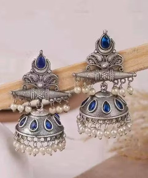 Earrings | Oxidized Silver Jhumki Set